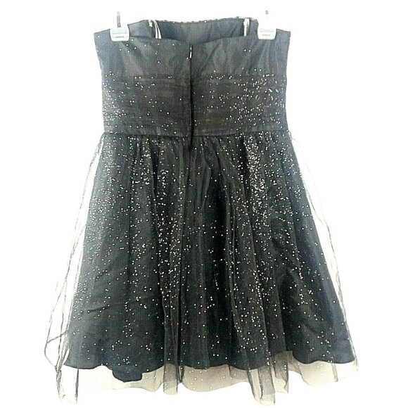 Whimsy Elegant Black Strapless Dress Size 9 Glitter Tulle Barbie Cocktail Formal - Picture 5 of 6